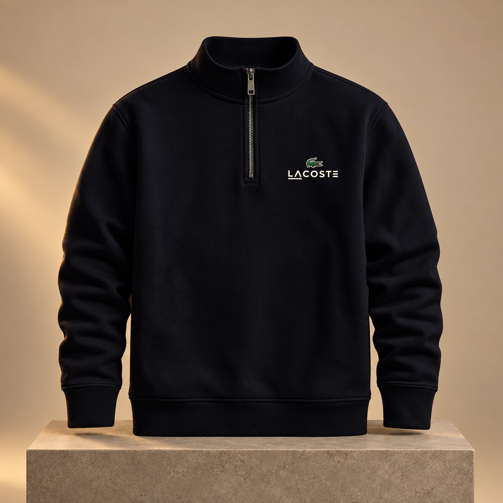 Lacoste Quarter-Zip Pullover – Black