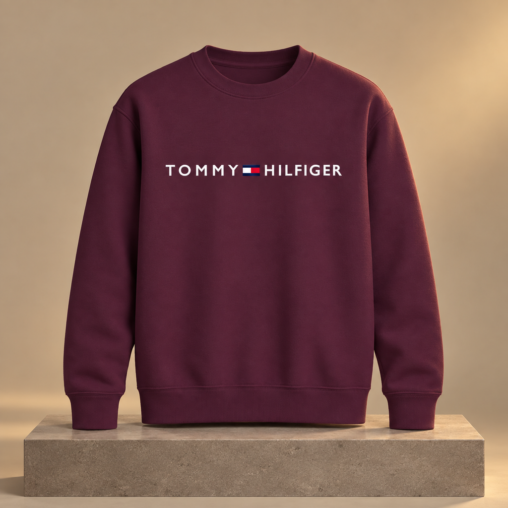 Tommy Hilfiger Crewneck & Pant – Burgundy & Off white