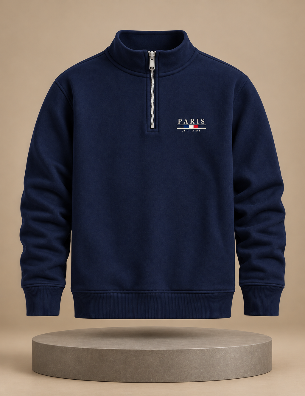 Paris Je T’aime Quarter-Zip – Navy