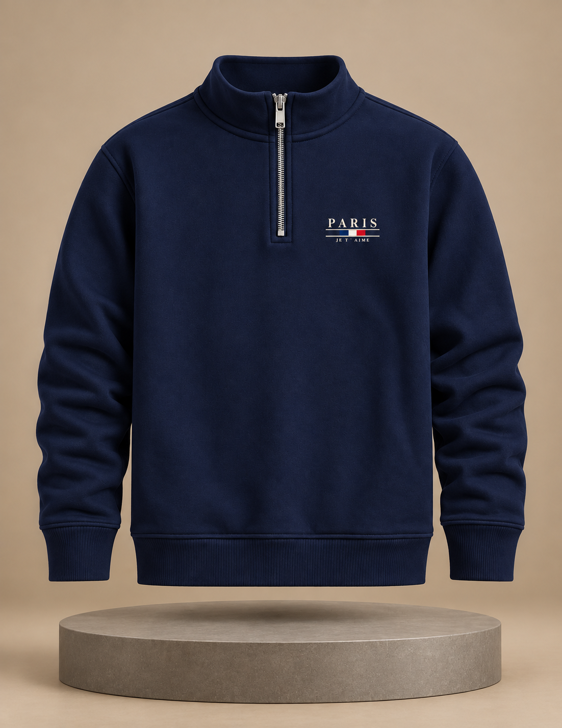 Paris Je T’aime Quarter-Zip – Navy