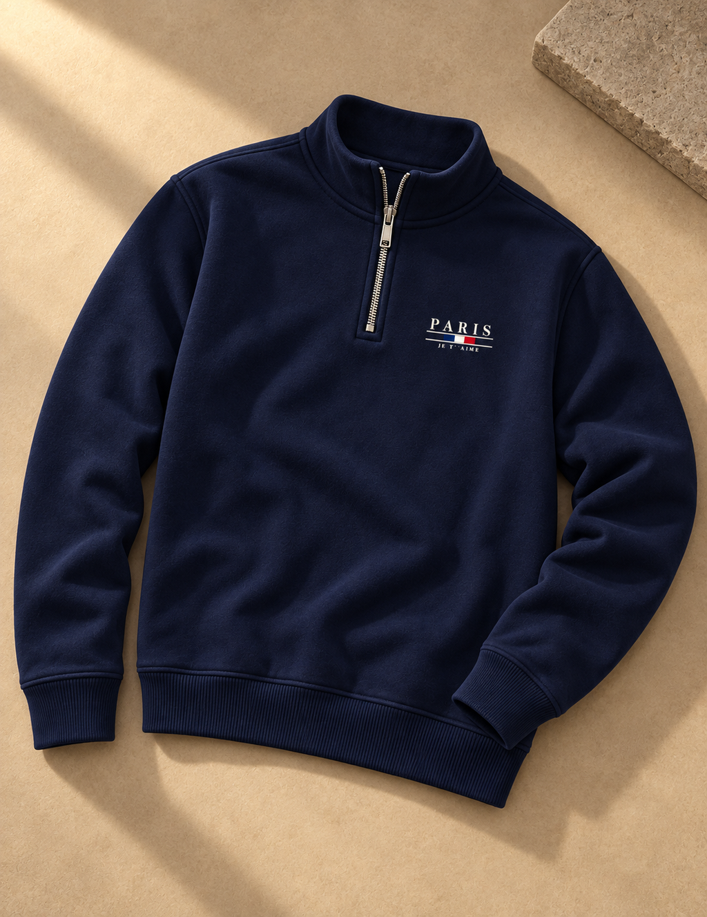 Paris Je T’aime Quarter-Zip – Navy