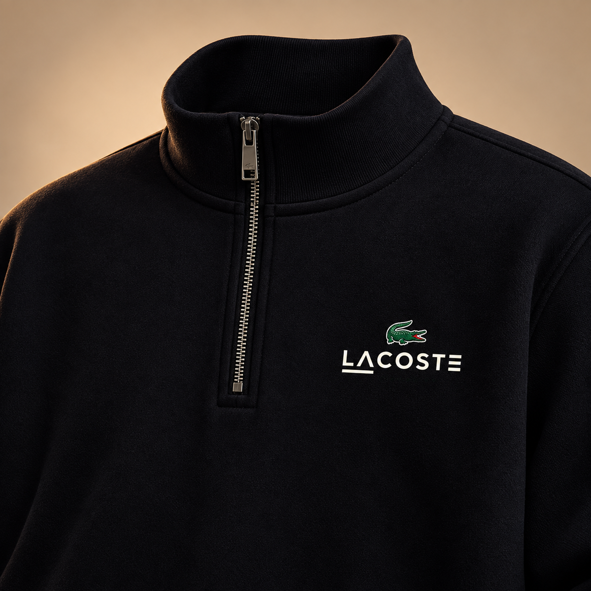 Lacoste Quarter-Zip Pullover – Black